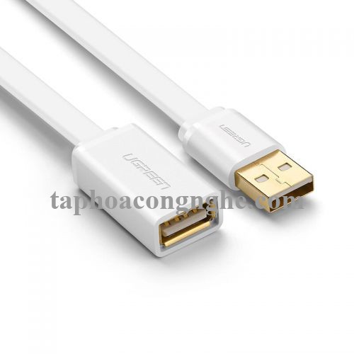 Ugreen 40329 0.5M màu Trắng Cáp tín hiệu nối dài USB 2.0 lõi thuần đồng dáng dẹt US103 30040329